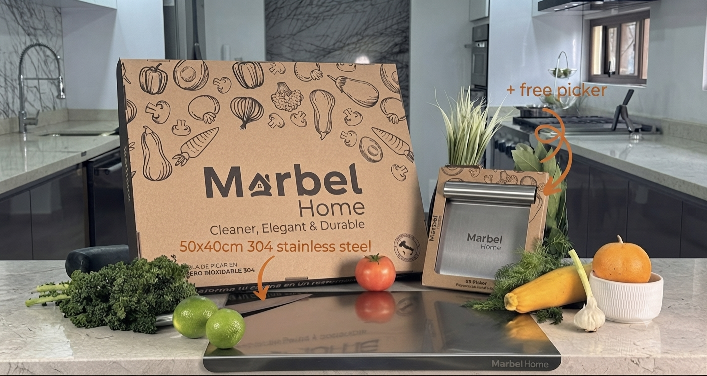 Marbel Board ®  304 Stainless Steel Cutting Board +Free Picker