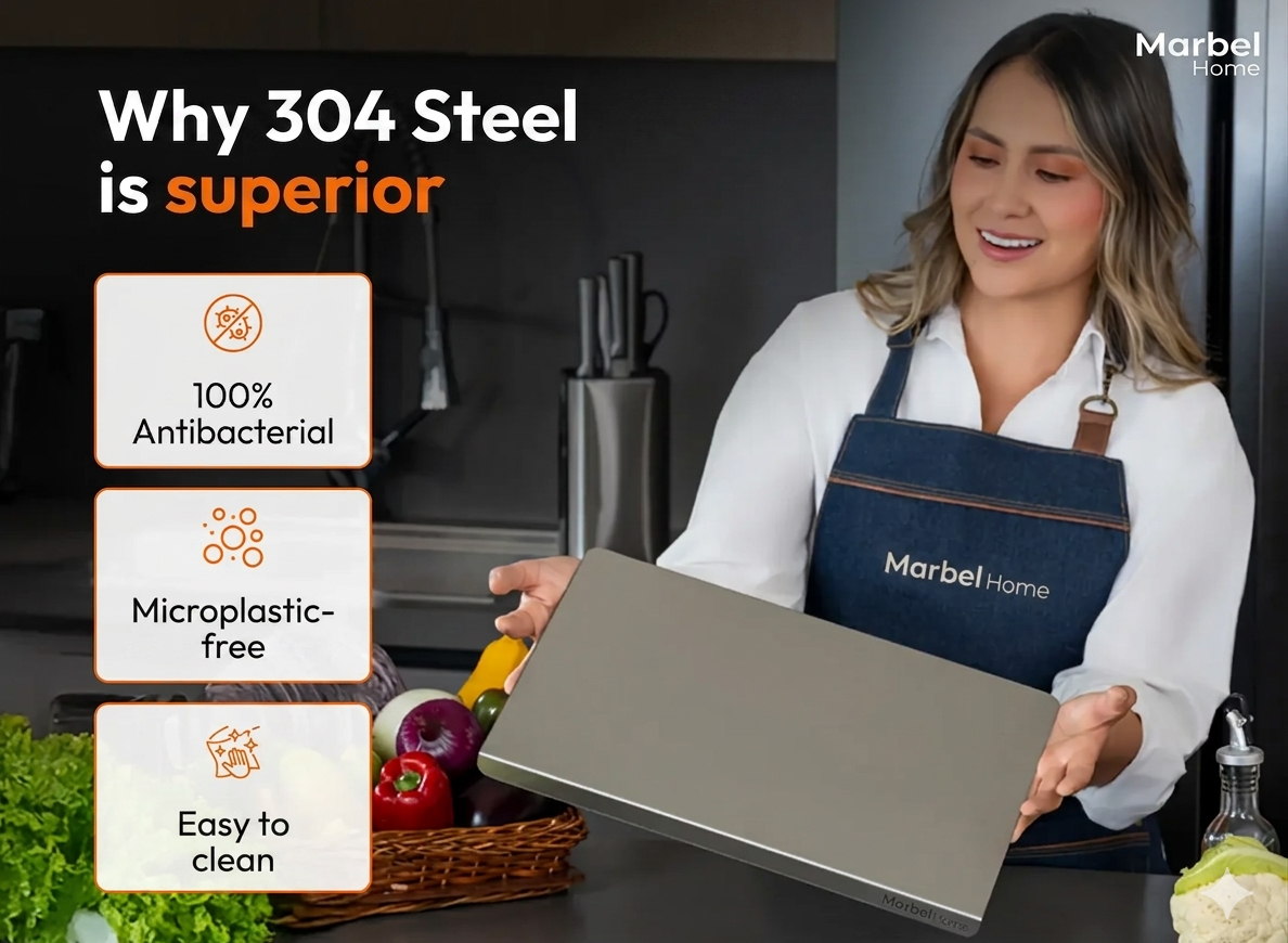 Marbel Board ®  304 Stainless Steel Cutting Board +Free Picker